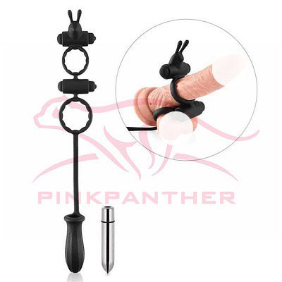 阴茎套环-PINK PANTHER-狂暴战士 三震 锁阳环 硅胶震动肛塞（3点 双人共爽）