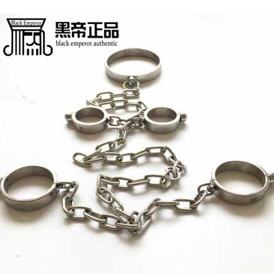 情趣铐枷-香港黑帝-黑帝按压锁手足颈套装（重型定制款 5件套）